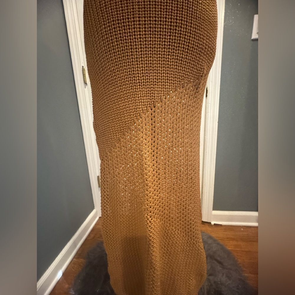 Tan Crochet Maxi Beach Skirt in US size 6 - Picture 2 of 7